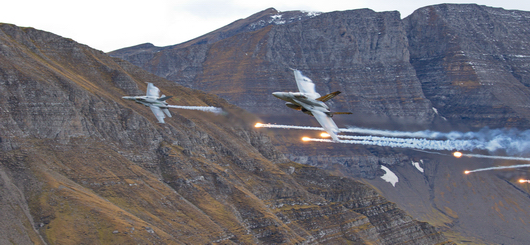F/A-18 Swiss Air Force fly-pass with flare